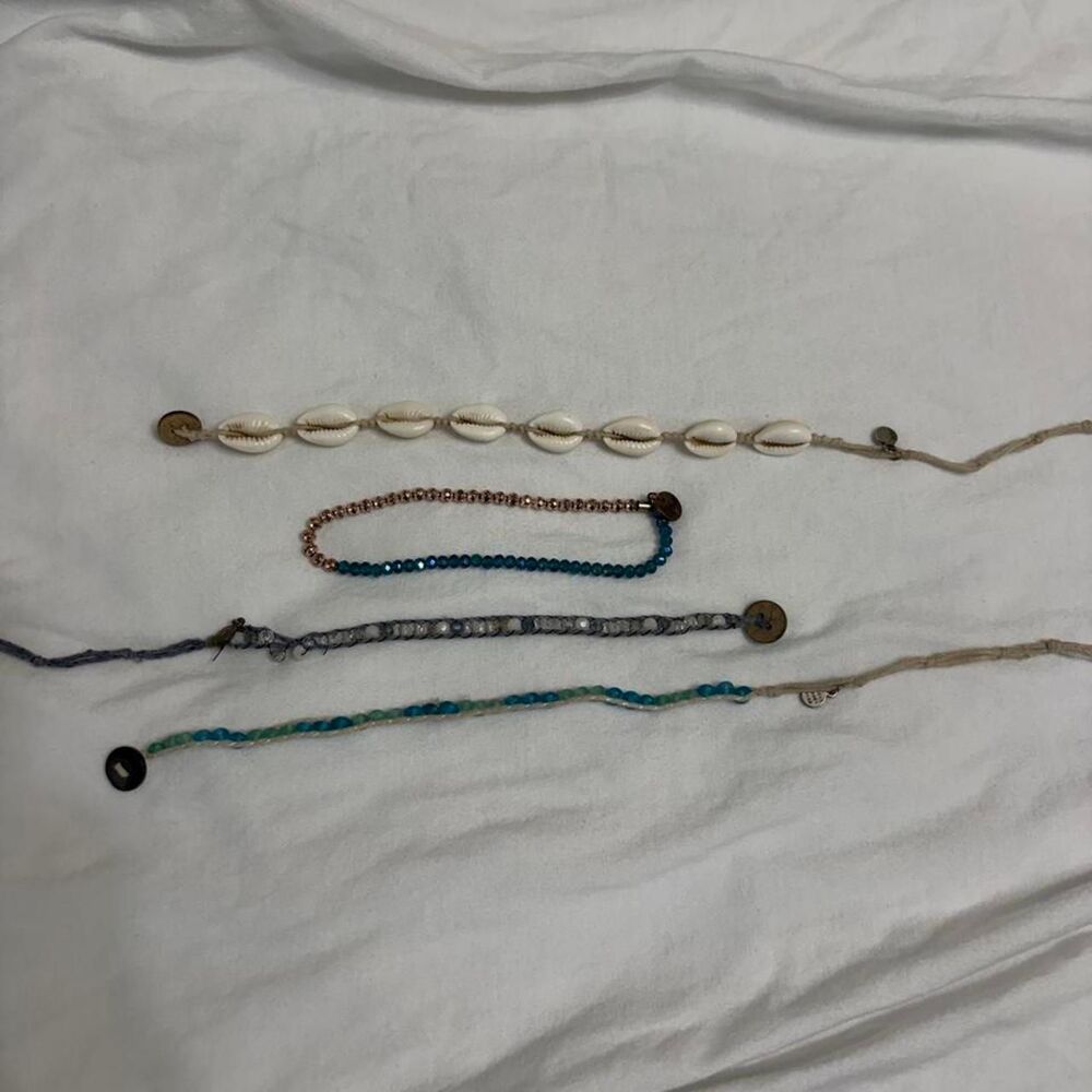 4 Pc Anklet Bundle Seashell Beaded Boho Beachy Summer Coastal Vacation Jewelry S